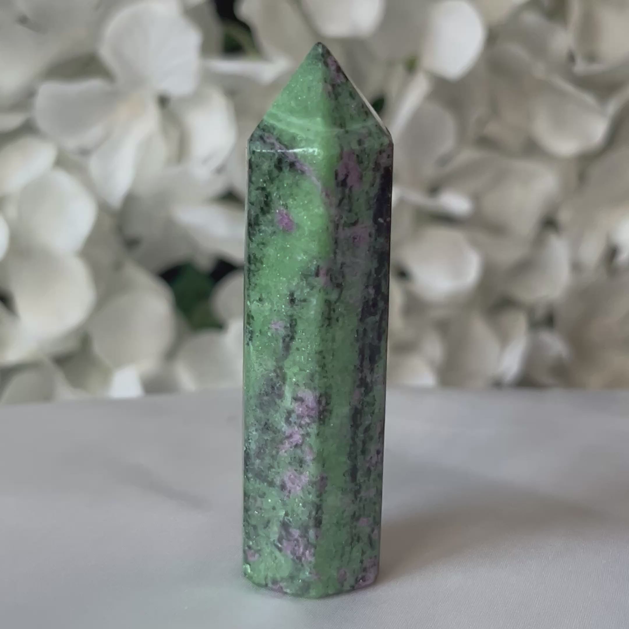 Rubycrosite (Ruby in Zoisite) Polished Point - Energising Harmony