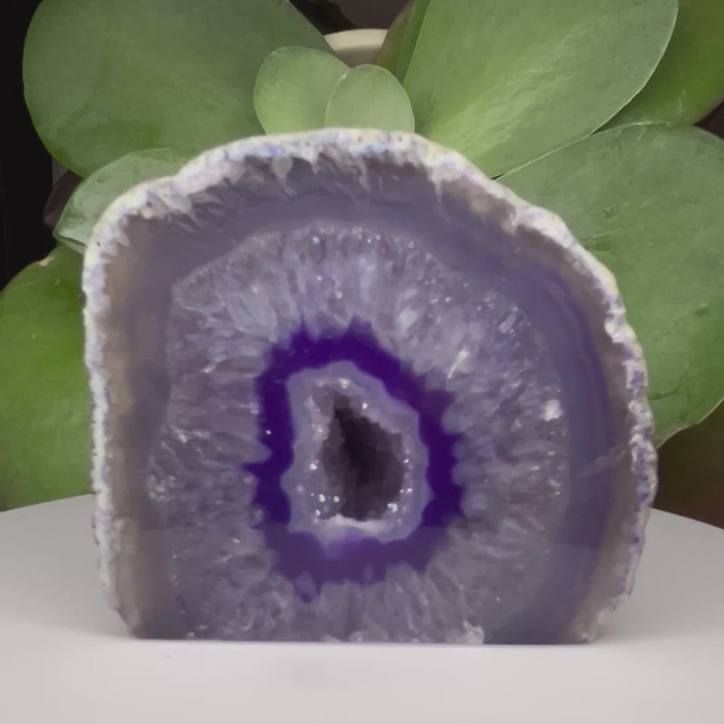 Purple Agate Cut Base Geode - Stability & Courage