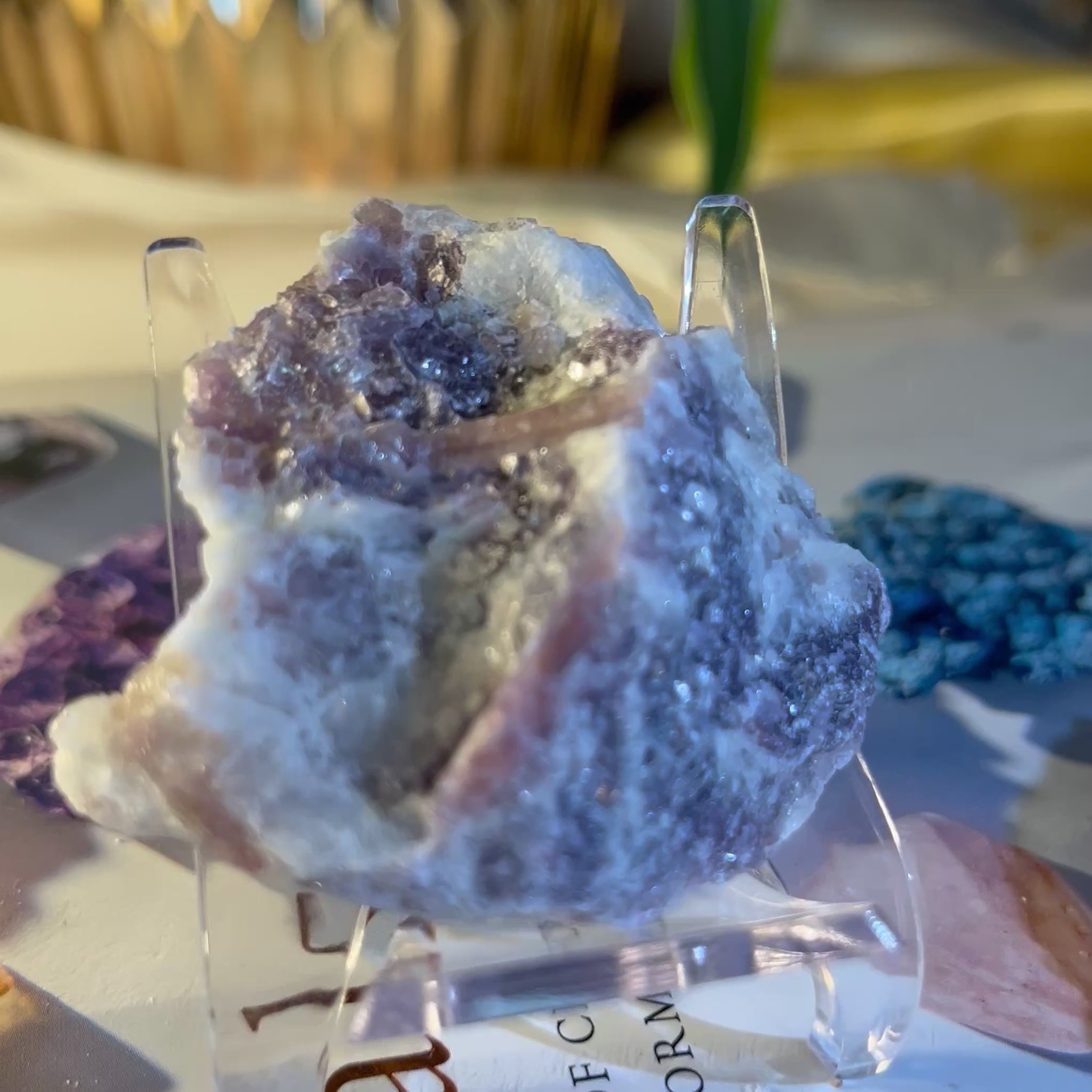 Rough Pink Tourmaline w/ Lepidolite Chunk - Emotional Healing & Self-Esteem