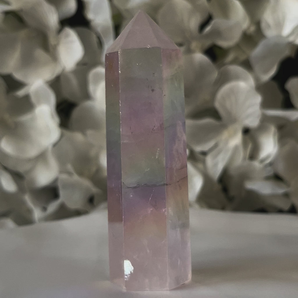 Rose Aura Quartz Polished Point - Universal & Unconditional Love