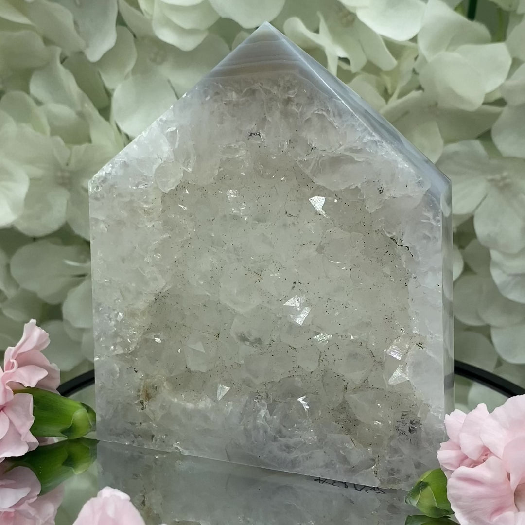 Agate Obelisk Drusy Tower - Balance & Harmony