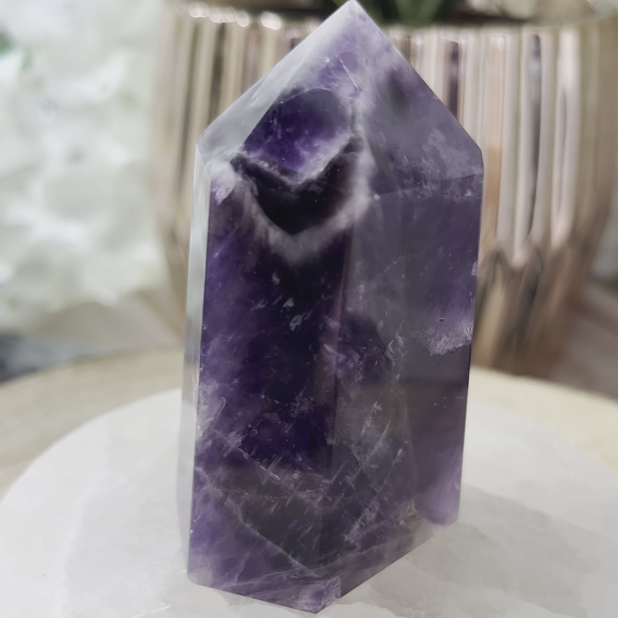 Chevron (Dream/Banded) Amethyst Tower - Spiritual Wisdom & Comfort
