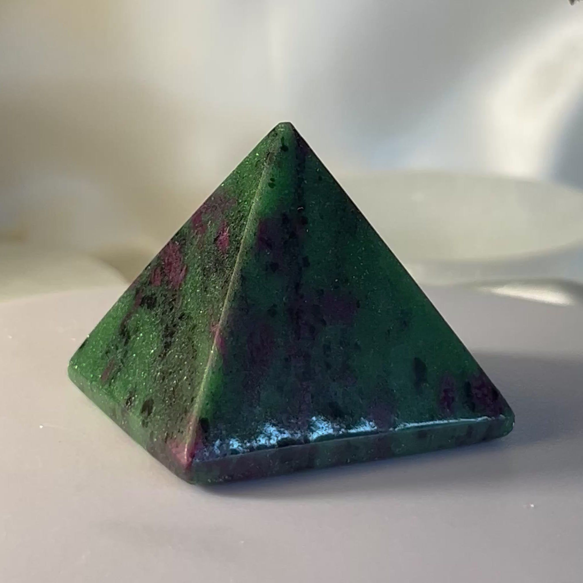 Rubycrosite (Ruby in Zoisite) Pyramid - Energising Harmony