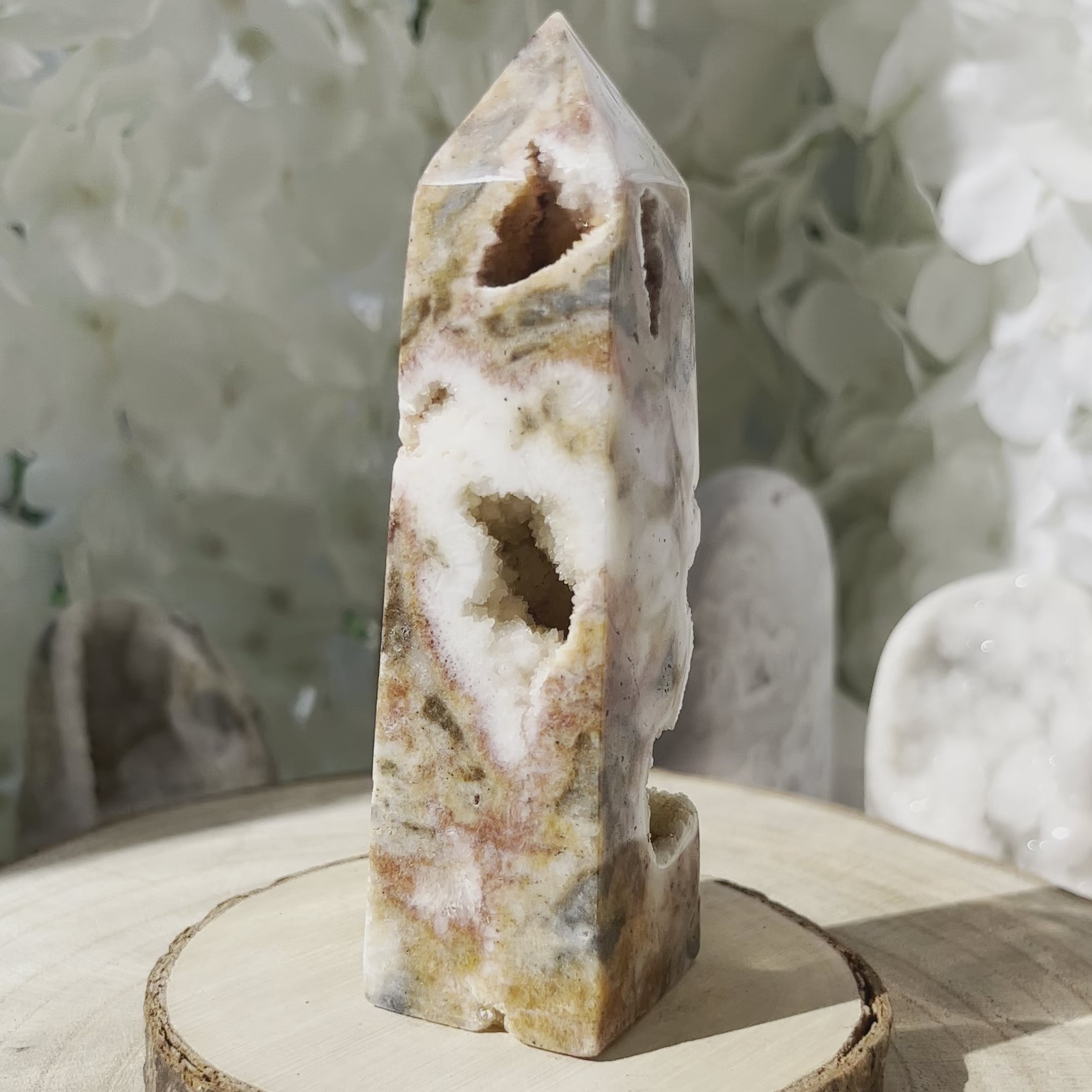 Zebra Agate Druzy Obelisk