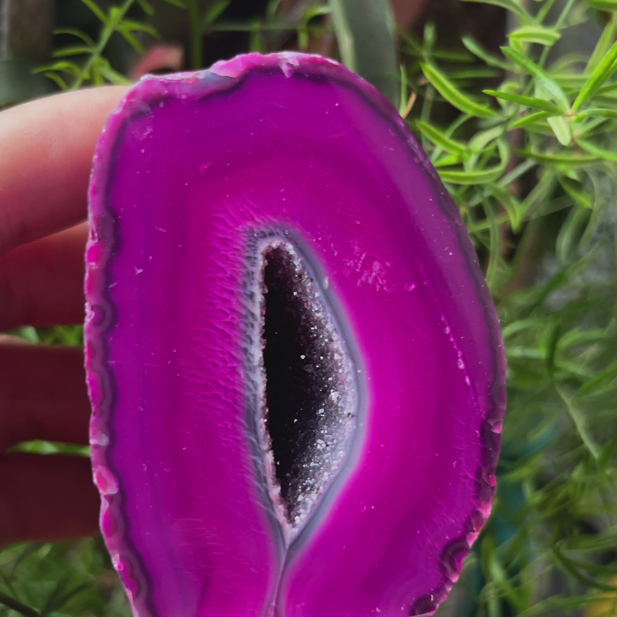 Pink Agate Cut Base Geode - Emotional Balance & Love