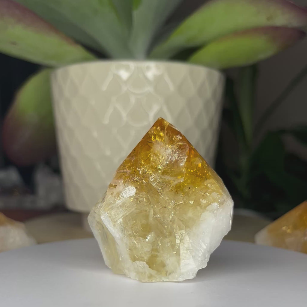 Citrine Cut Base Point (Heat Treated) - Abundance & Success