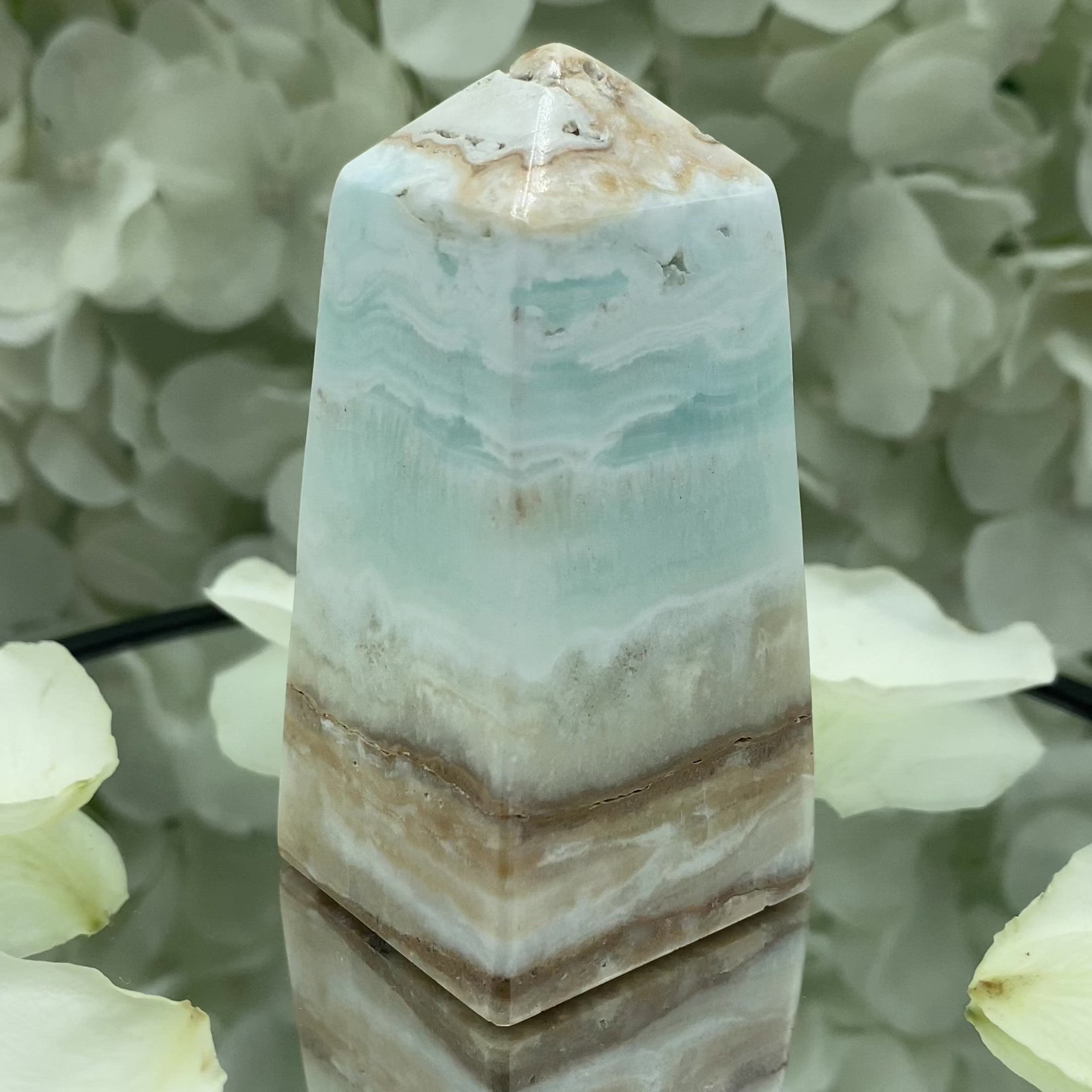 Caribbean Calcite Obelisk - Spiritual Growth & Self-Confidence