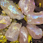 Rough Rose Aura Quartz Chunk - Universal & Unconditional Love