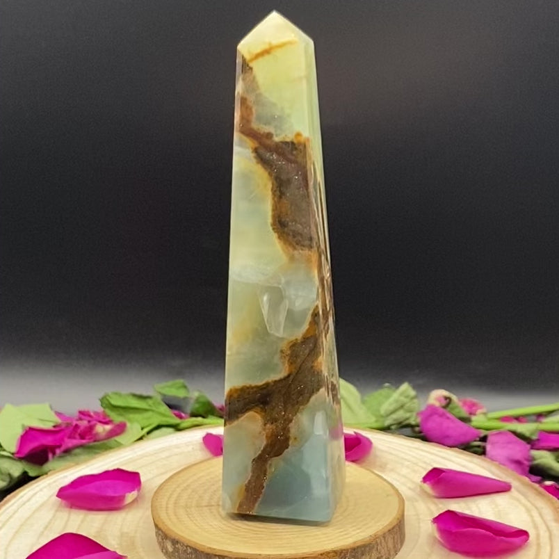 Blue Aragonite Obelisk - Communication