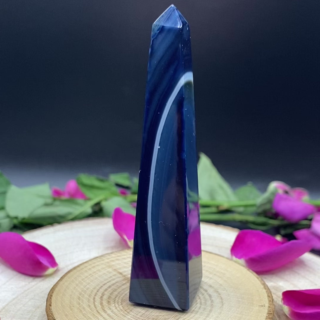 Blue Agate Obelisk - Peace & Happiness