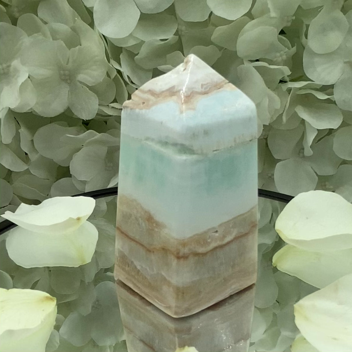 Caribbean Calcite Obelisk - Spiritual Growth & Self-Confidence