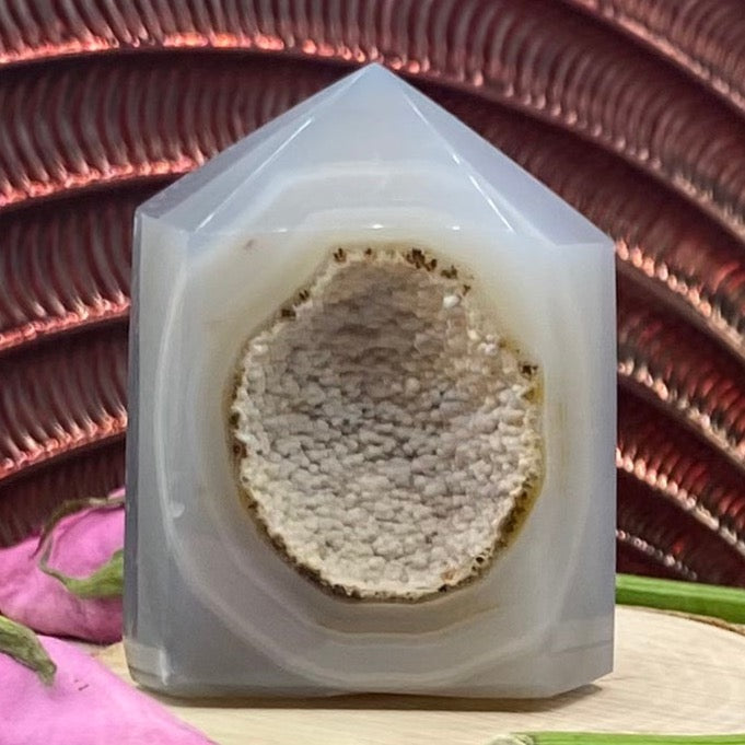 Agate Drusy Polished Point - Balance & Harmony 2- 6.8cm x 5.3cm Crystals