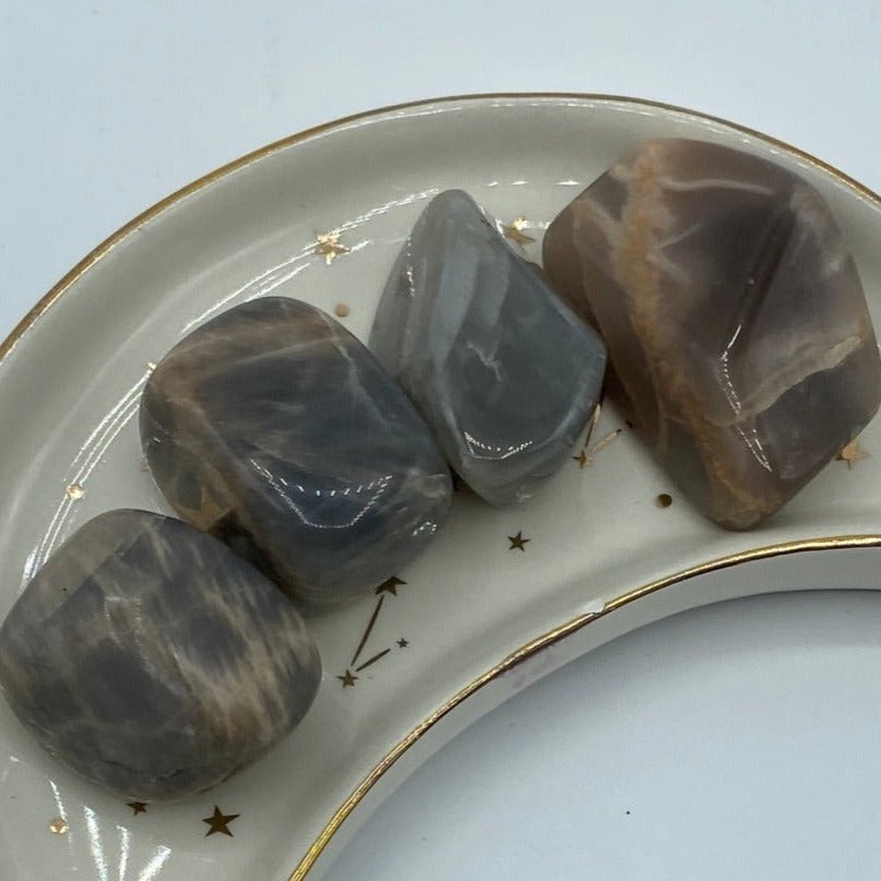 Black Moonstone Tumblestones - New Beginnings & Protection Large Crystals