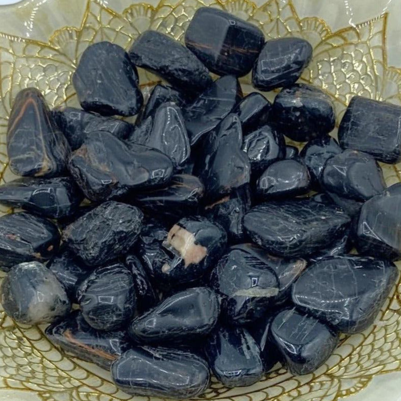 Black Tourmaline Tumblestones - Energetic Protection Medium Crystals