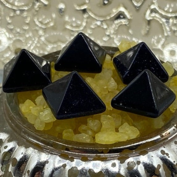 Blue Goldstone Mini Pyramid Mini- 1.4cm Crystals