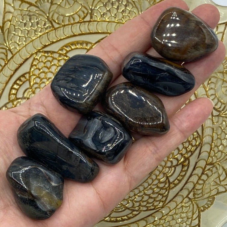 Blue Tiger's Eye (Hawk's Eye) Tumblestones - Communication & Serenity Crystals