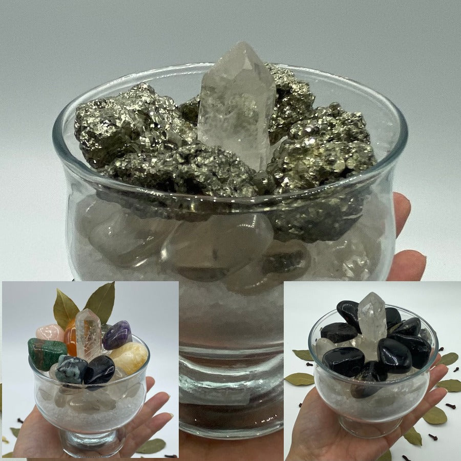 Envy & Evil Eye Protection Crystals Bowl 3 Bowls Kit (Prosperity & Fortune & Protection) Crystals