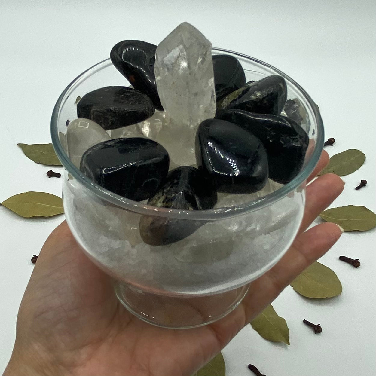 Envy & Evil Eye Protection Crystals Bowl Black Tourmaline Tumblestones Crystals