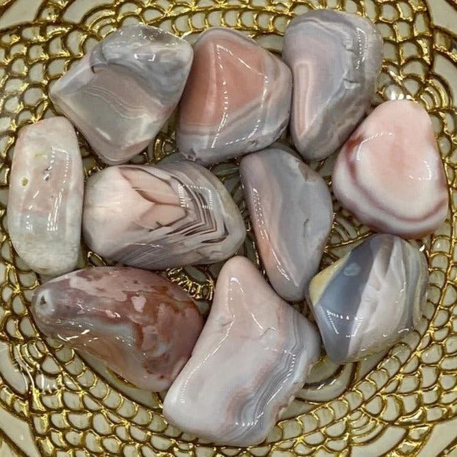 Grey & Pink Botswana Agate Tumblestones - Change & Balance Large Crystals