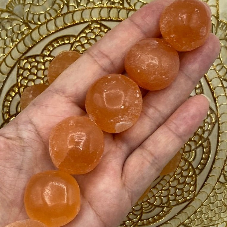 Orange Selenite Freeform Tumblestones - Joy & Creativity Crystals