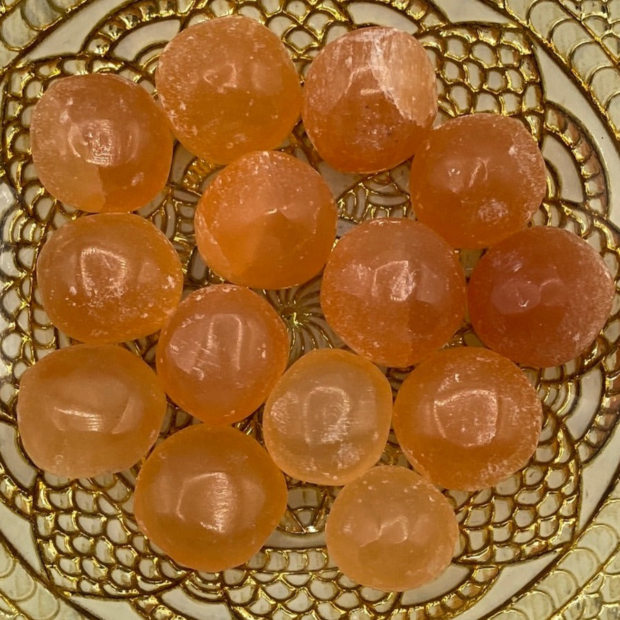 Orange Selenite Freeform Tumblestones - Joy & Creativity Crystals