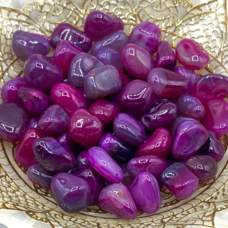 Pink Coloured Agate Tumblestones - Emotional Balance & Love Crystals