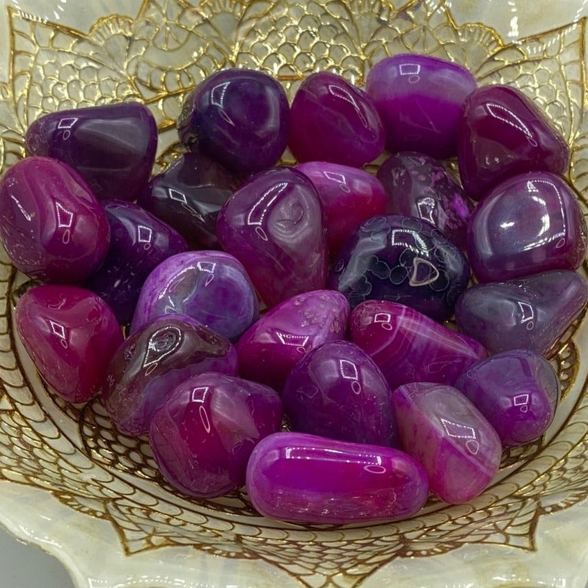 Pink Coloured Agate Tumblestones - Emotional Balance & Love Crystals