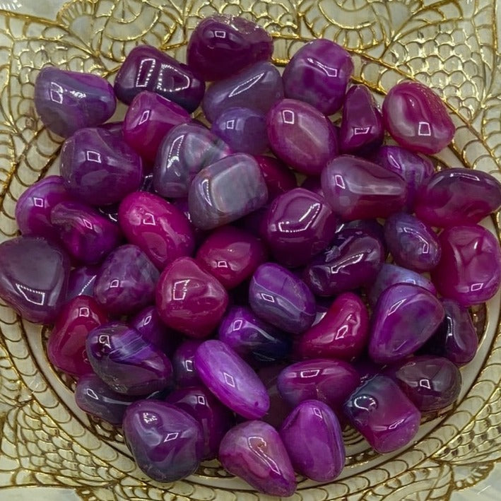 Pink Coloured Agate Tumblestones - Emotional Balance & Love Medium Crystals