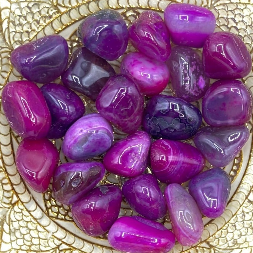 Pink Coloured Agate Tumblestones - Emotional Balance & Love Large Crystals