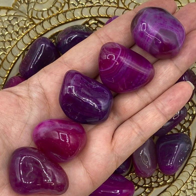 Pink Coloured Agate Tumblestones - Emotional Balance & Love Crystals