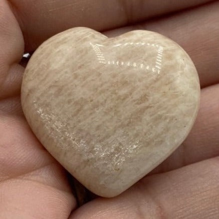 Pink Feldspar Moonstone Puff Heart - Kindness & Femininity Crystals