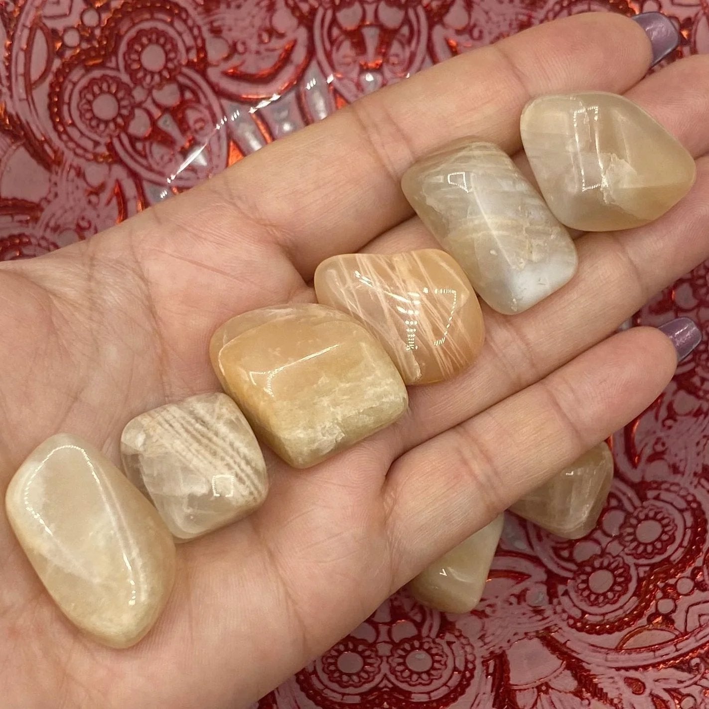Pink Moonstone Tumblestones - Kindness & Femininity Crystals
