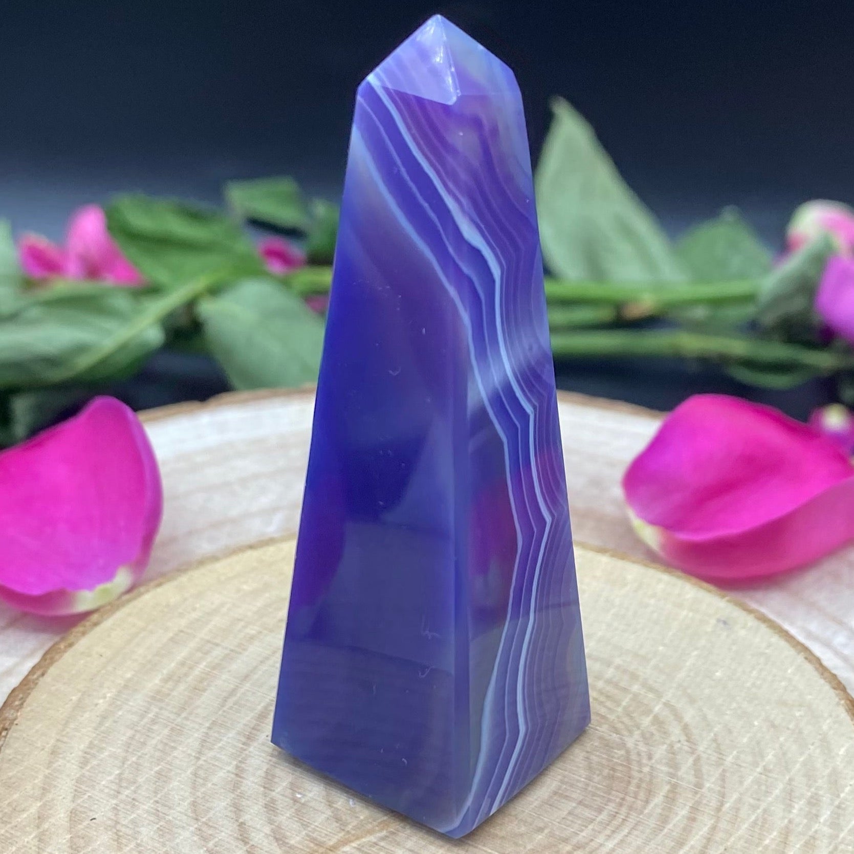 Purple Agate Obelisk - Stability & Courage Crystals