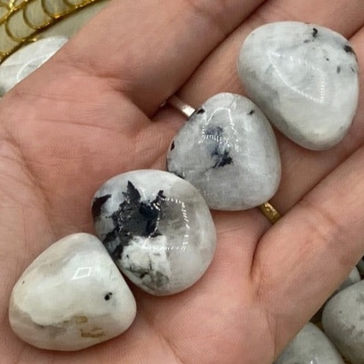 Rainbow Moonstone Tumblestones - Feminine Energy Small Crystals
