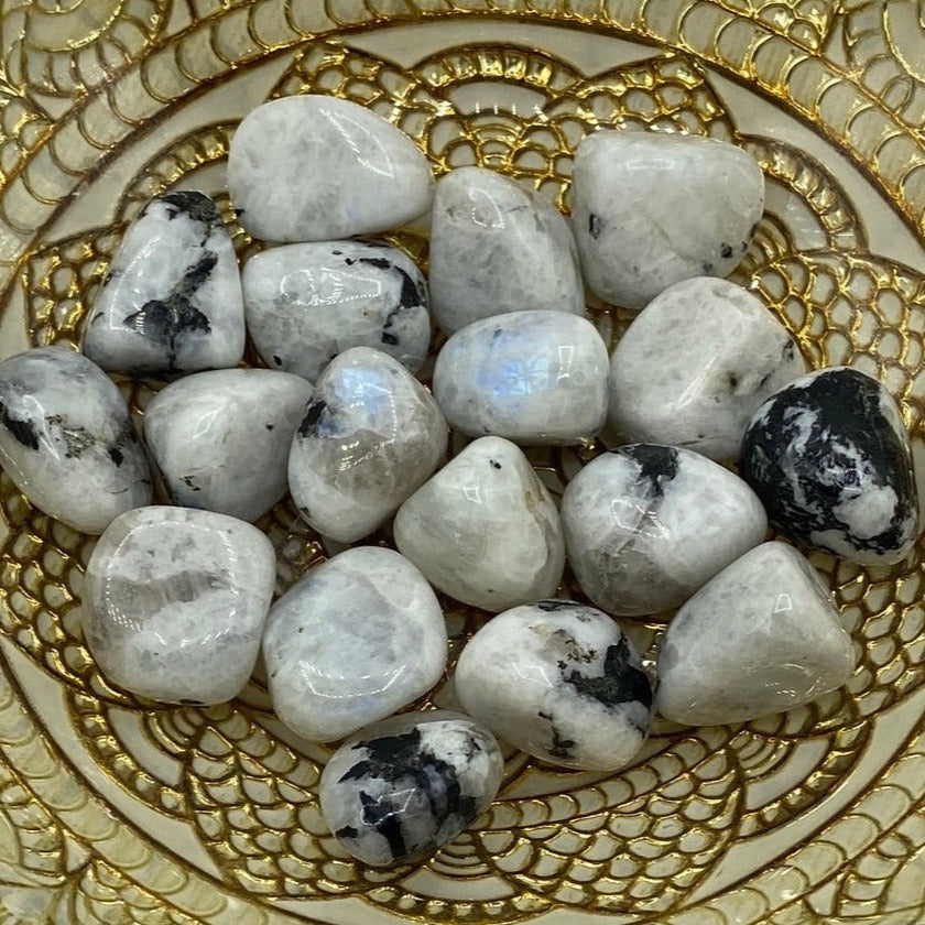 Rainbow Moonstone Tumblestones - Feminine Energy Crystals