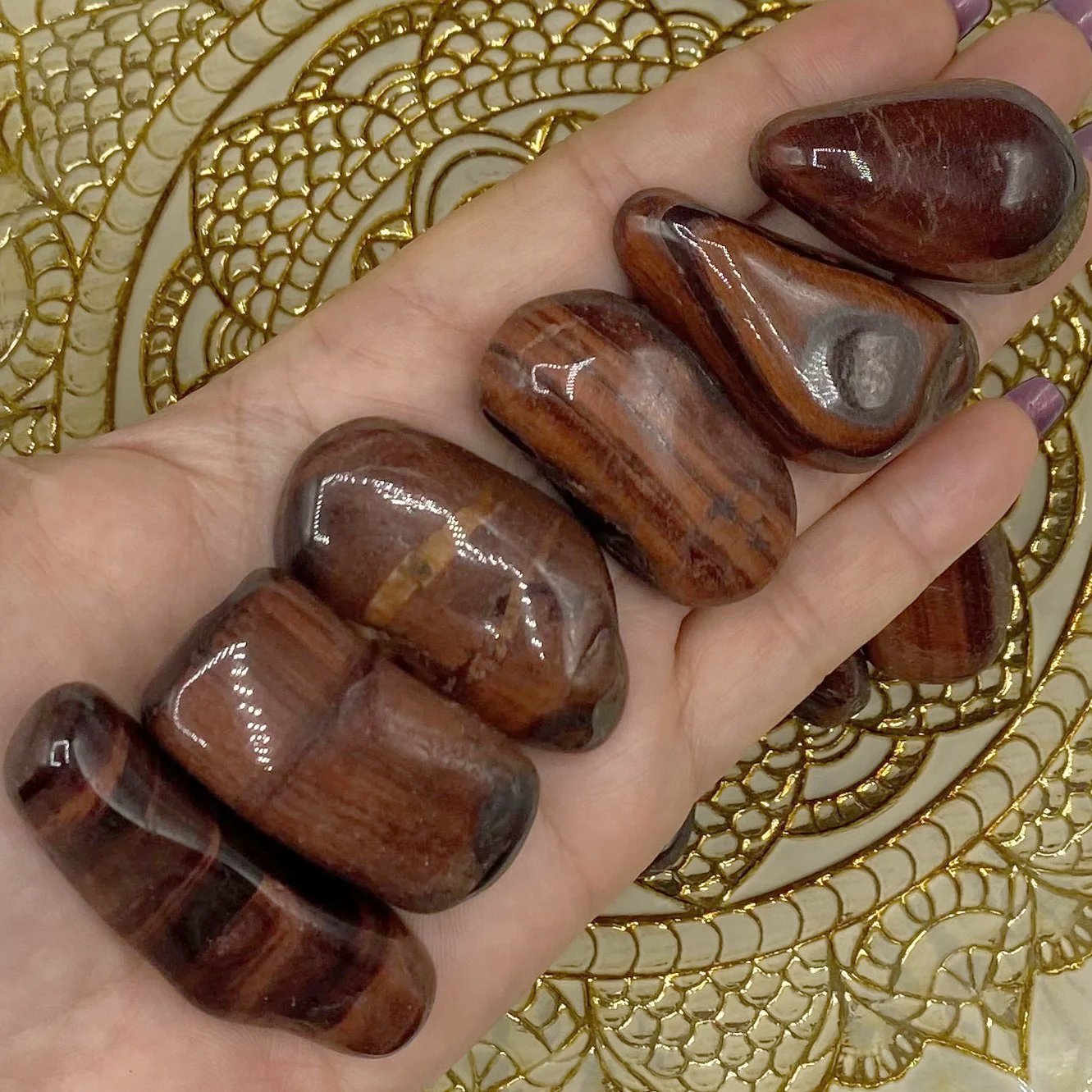 Red Tiger's Eye (Bull/ Dragon's Eye) Tumblestones - Motivation & Courage Large Crystals