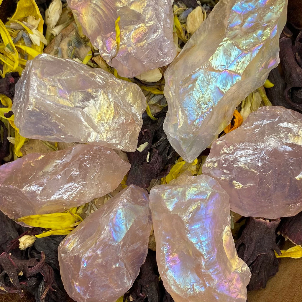 Rough Rose Aura Quartz Chunk - Universal & Unconditional Love Crystals