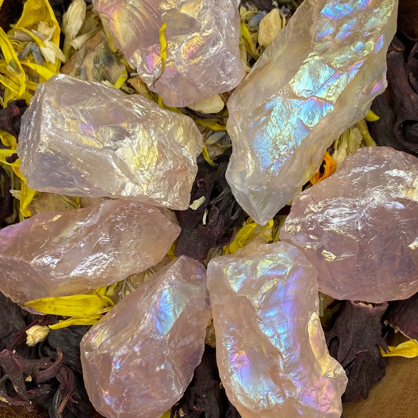Rough Rose Aura Quartz Chunk - Universal & Unconditional Love Crystals