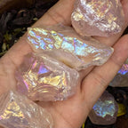 Rough Rose Aura Quartz Chunk - Universal & Unconditional Love Crystals