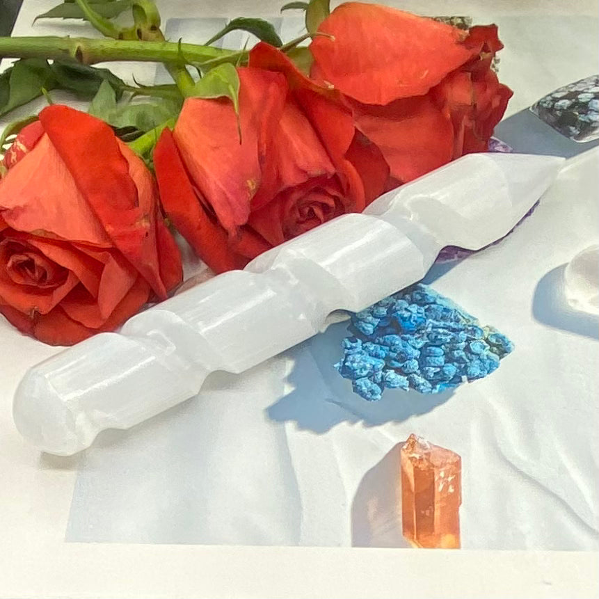 Selenite Spiral Wand - Cleansing & Purification Crystals