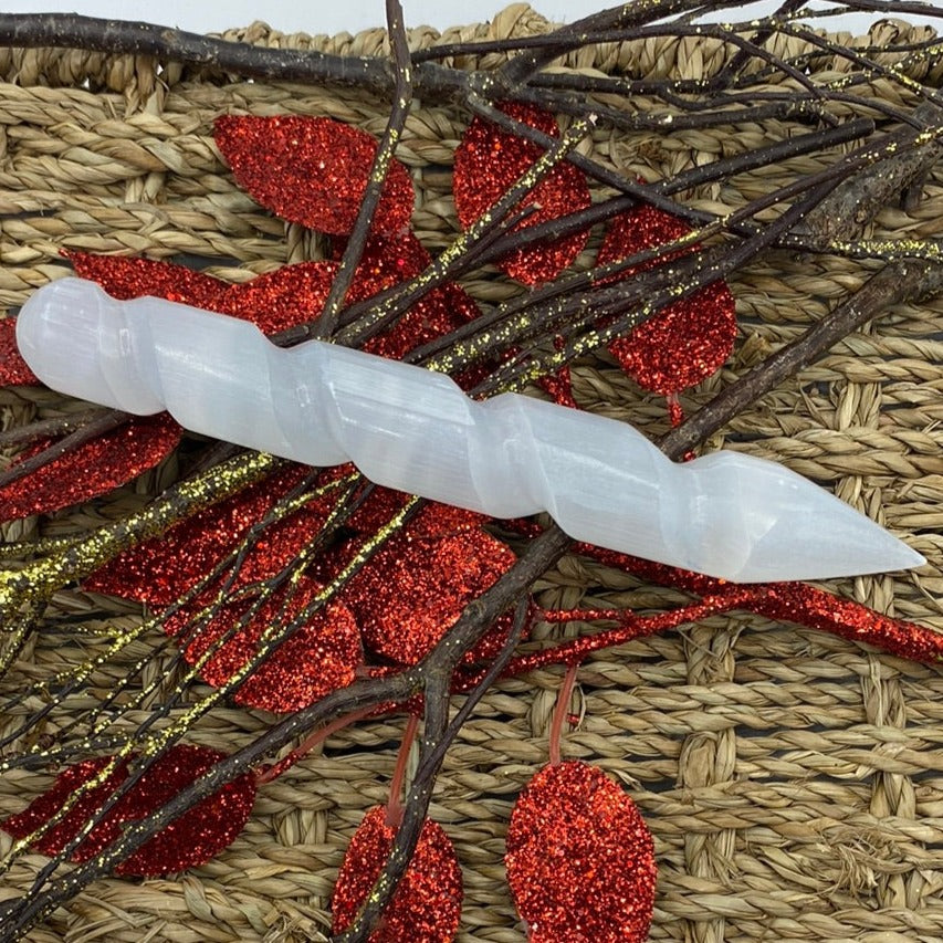 Selenite Spiral Wand - Cleansing & Purification Crystals