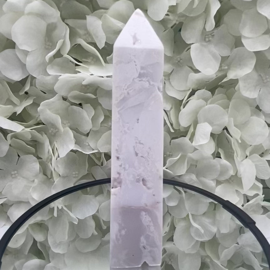 Snow Agate Obelisk - Mental Clarity & Grounding