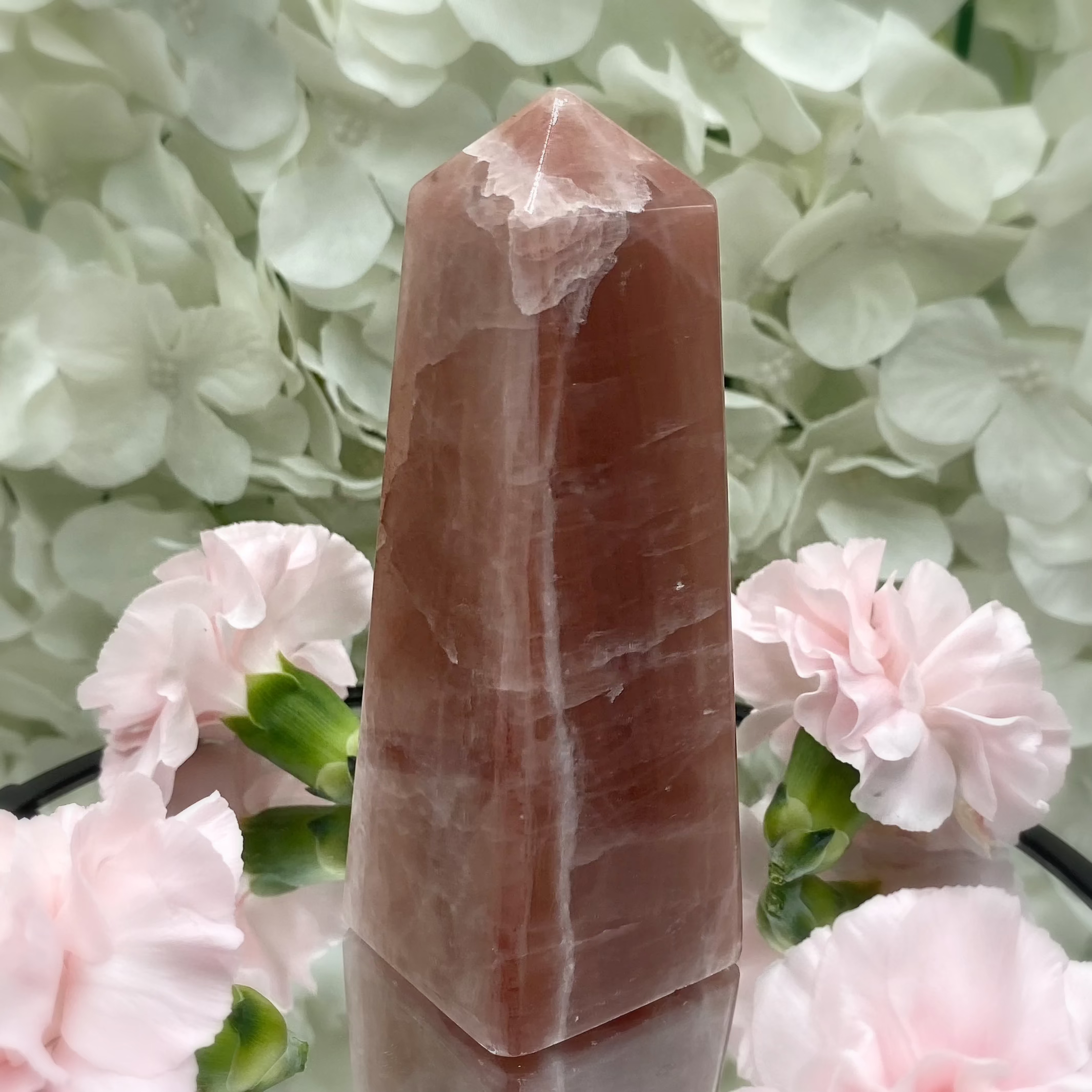 Strawberry Calcite Obelisk - Motivation & Willpower 2- 10.6cm Crystals