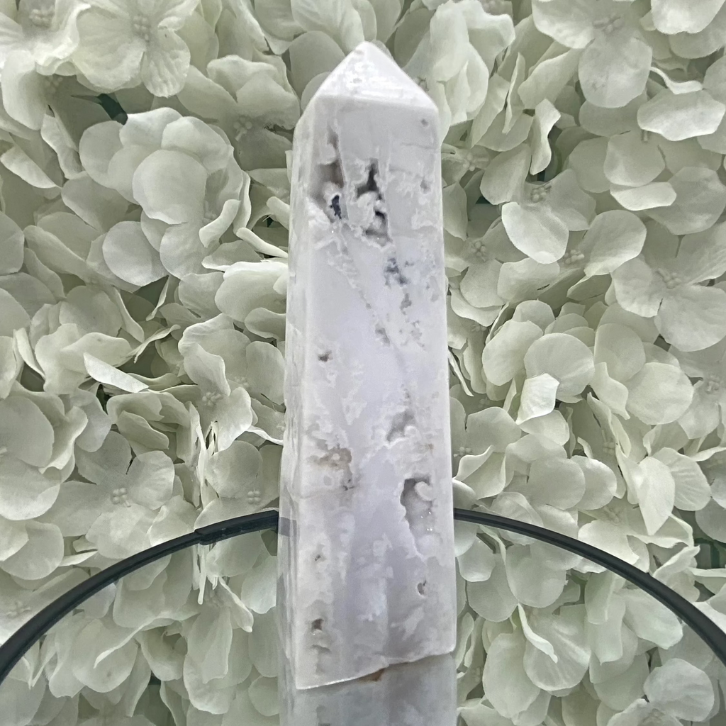 Snow Agate Obelisk - Mental Clarity & Grounding Crystals