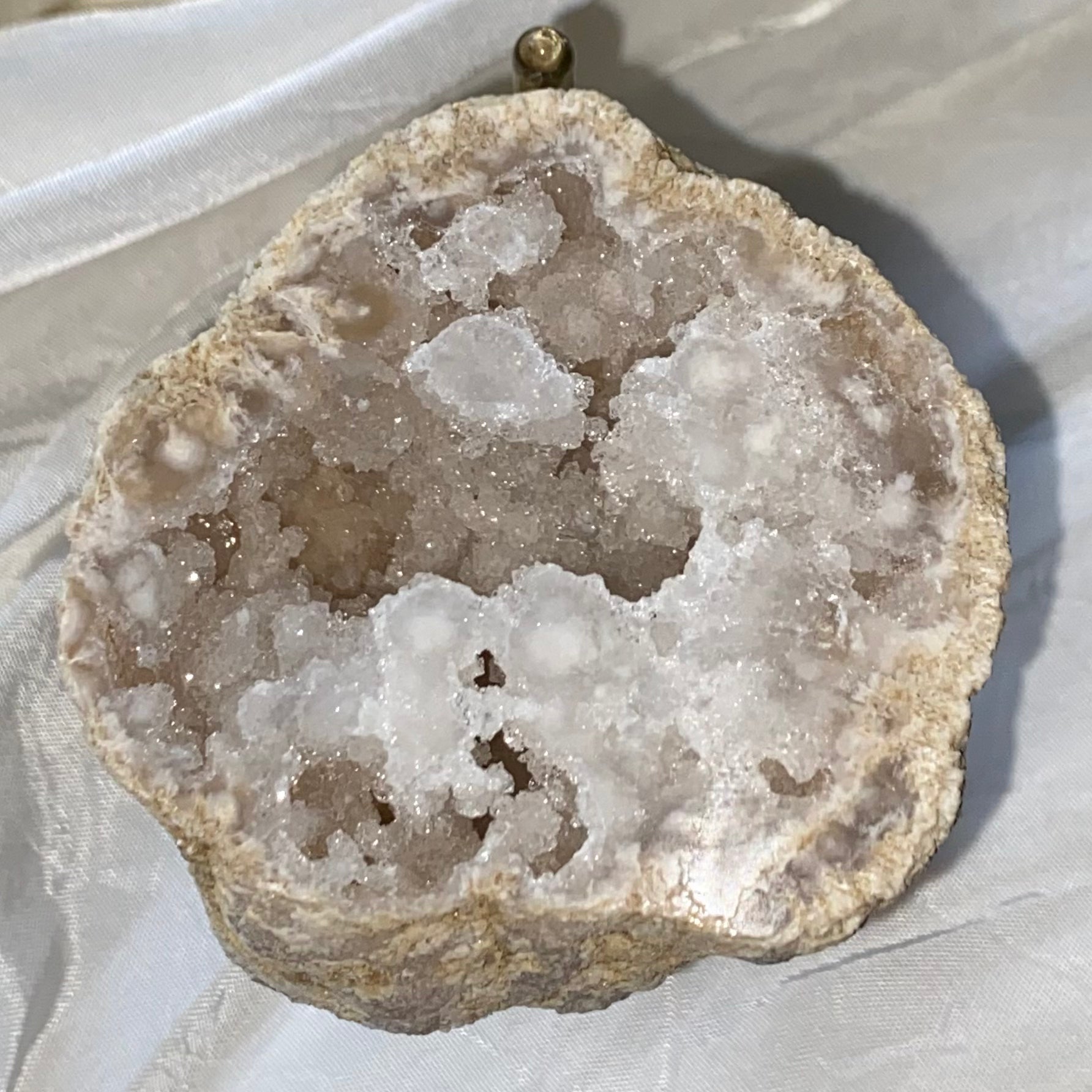 Polished White Quartz Geodes Crystals