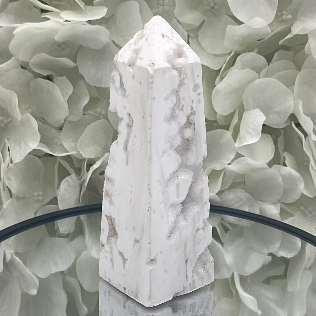 Snow Agate Obelisk - Mental Clarity & Grounding Crystals