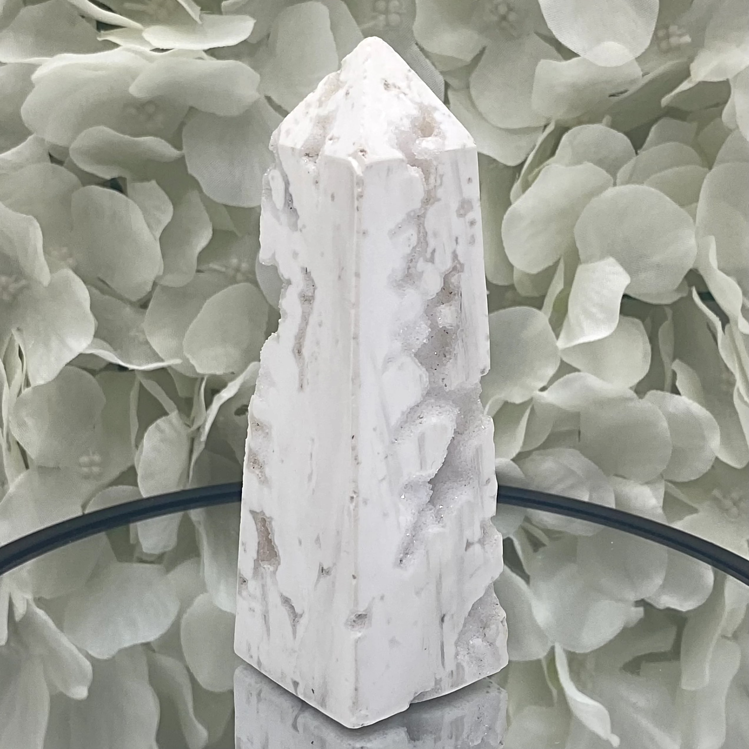 Snow Agate Obelisk - Mental Clarity & Grounding Crystals