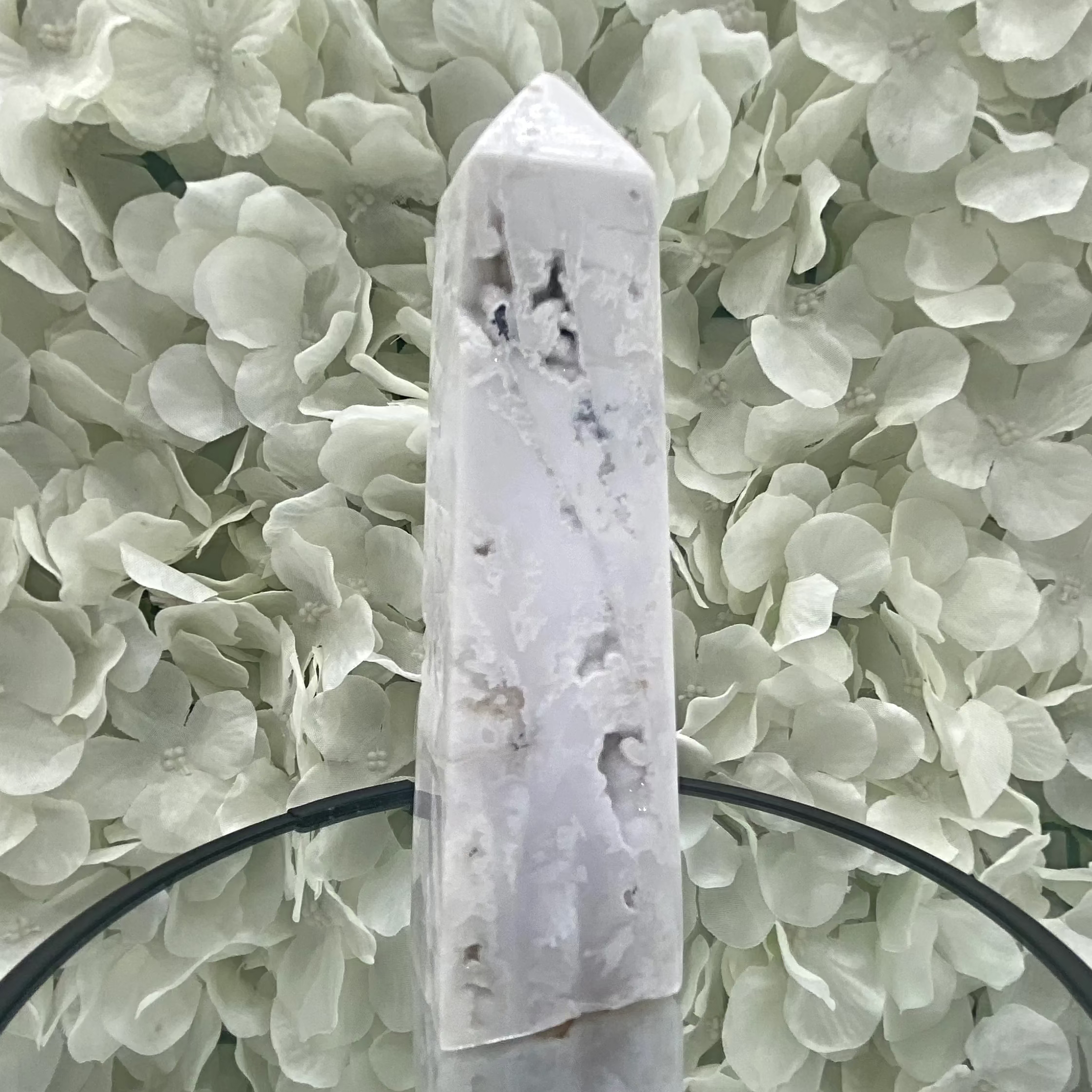 Snow Agate Obelisk - Mental Clarity & Grounding 3- 13.4cm Crystals