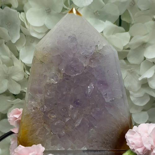 Amethyst Obelisk Drusy Tower - Spirituality & Transmutation 13.3cm x 11cm Crystals