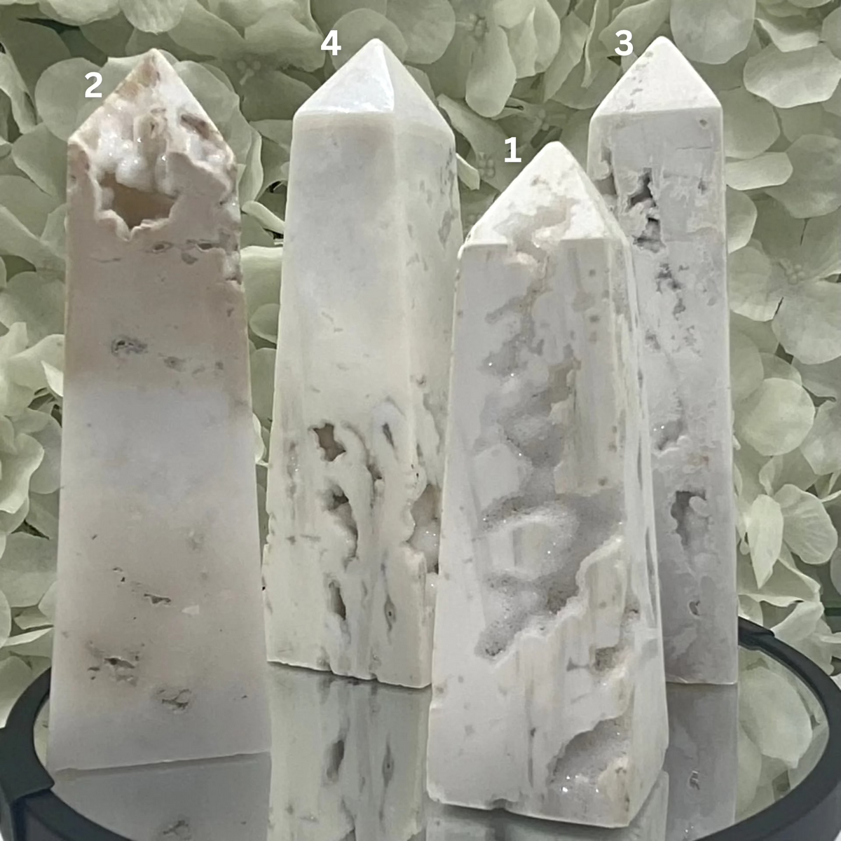 Snow Agate Obelisk - Mental Clarity & Grounding Crystals